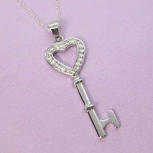 Sterling Silver KEY Pendant w/ chain Necklace